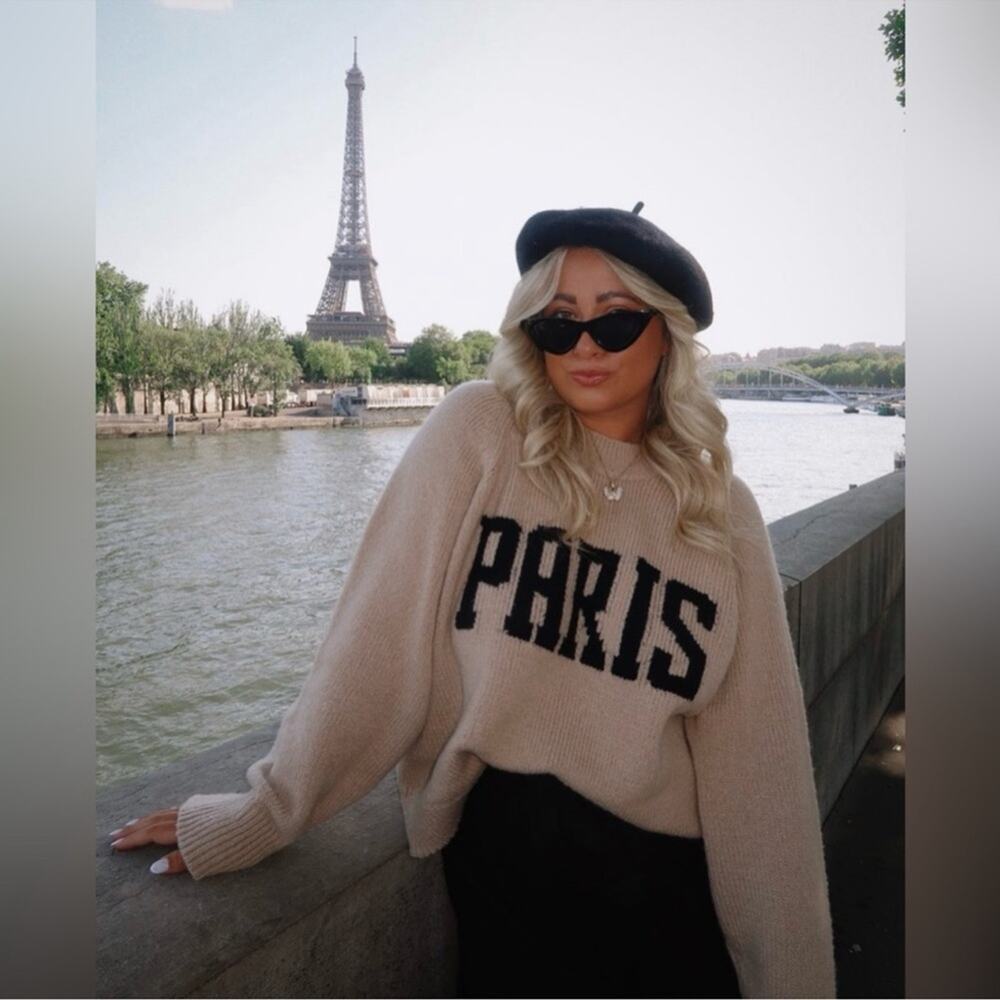 ANINE BING Kendrick Wool/Cashmere Blend University Paris Sweater in Light Camel - Picture 3 of 12